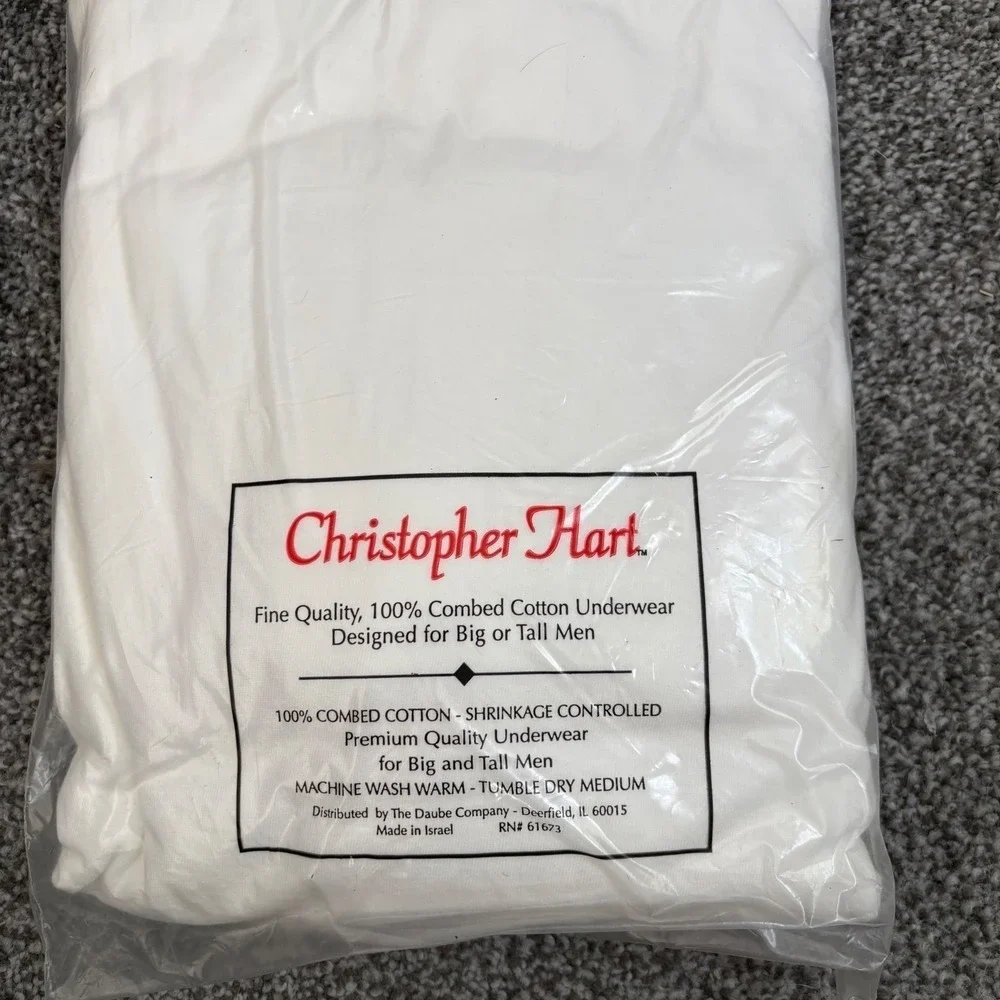 Christopher Hart Mens 2XT 2 Pack‎ White V-Neck Tee Shirts Big and Tall  L5205